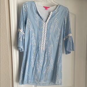 Lilly Pulitzer Blue and White Striped Midi Dress